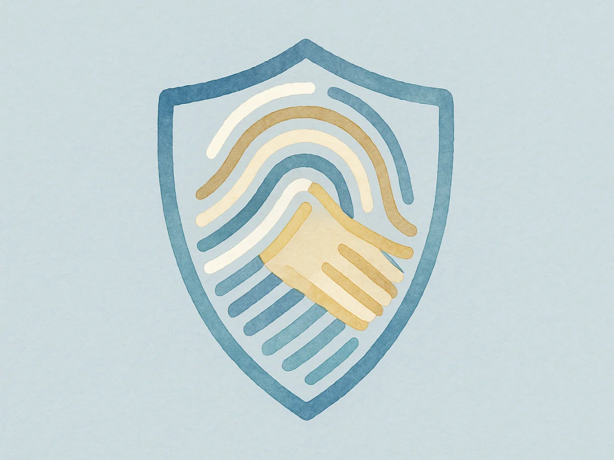 pastelowa grafika ukazująca tarczę z elementami bezpieczeństwa